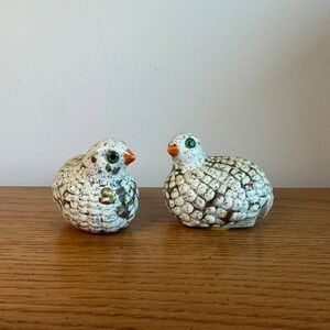Vintage 1975 Ceramic Bird Salt and Pepper‎ Shakers Set Colorful Speckled